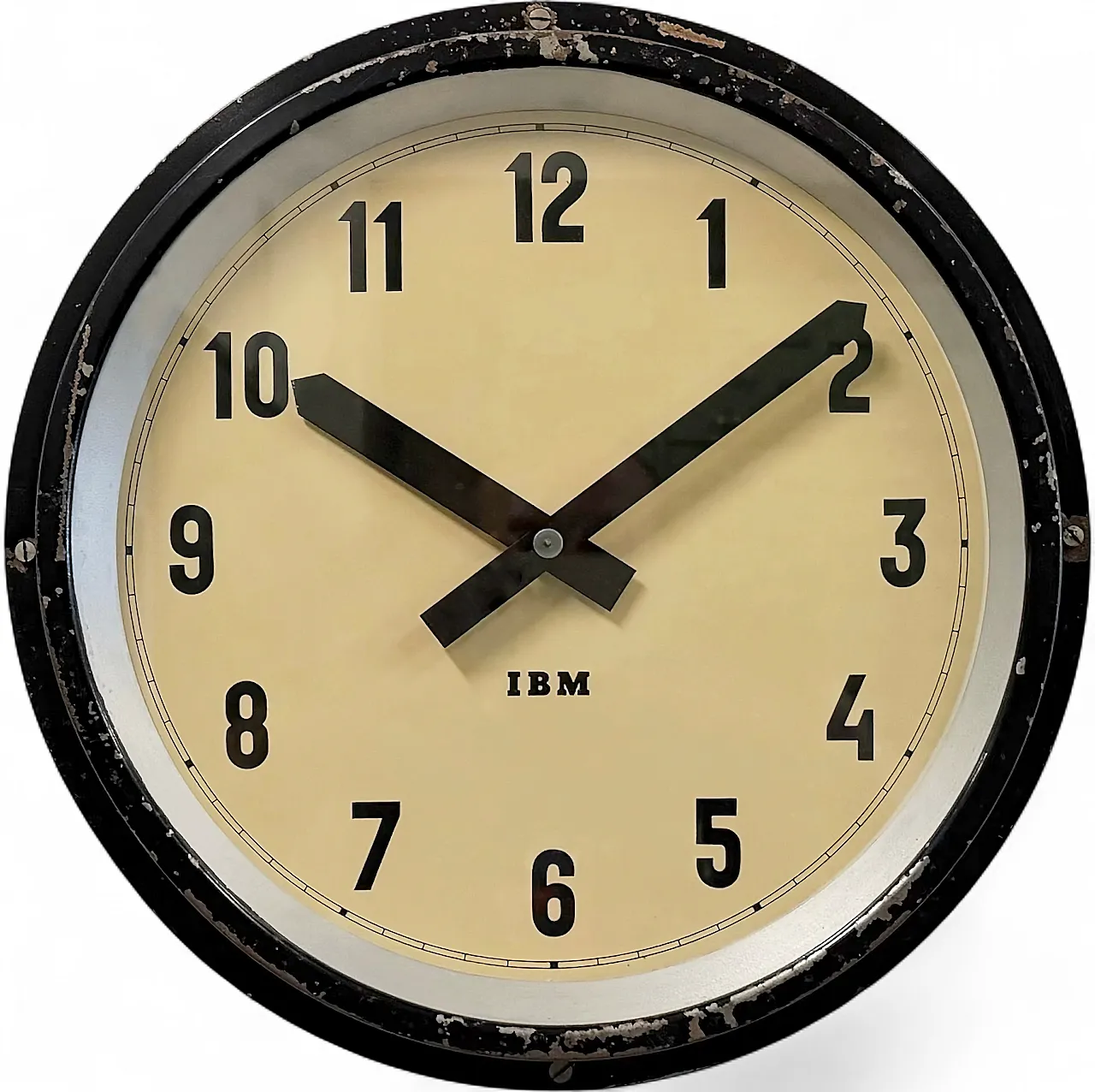Black Industrial Factory Wall Clock from IBM, 1950s 18