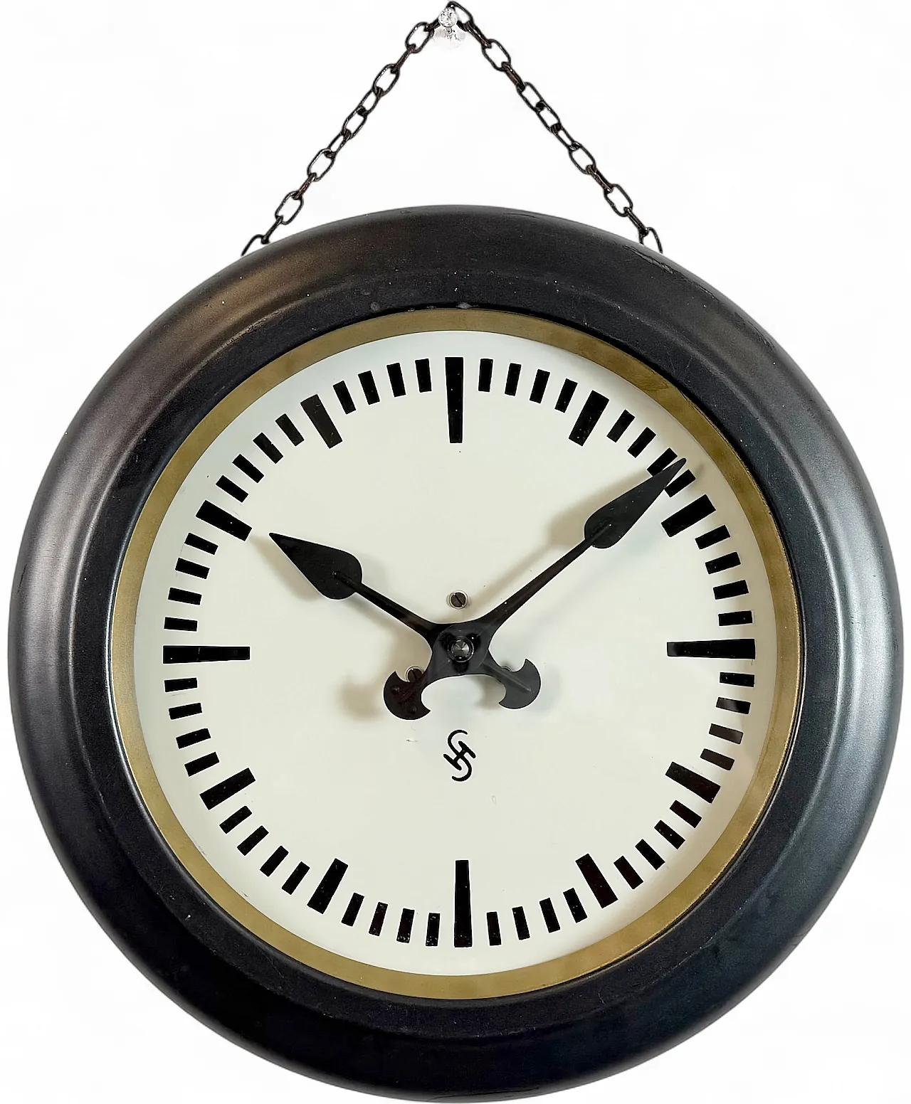 Black Industrial Factory Wall Clock from Siemens, 1930s 17