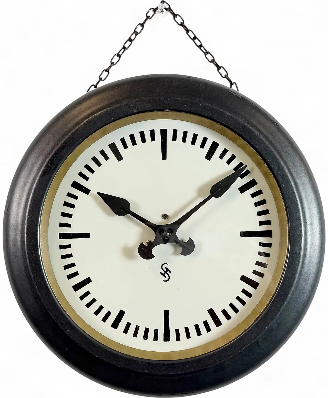 Black Industrial Factory Wall Clock from Siemens, 1930s 18