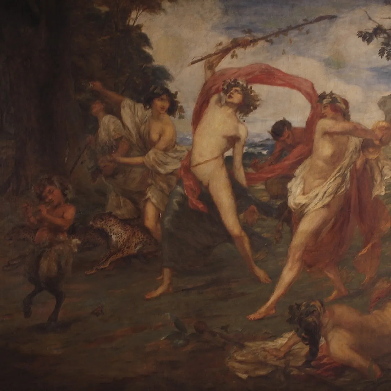 Mythological painting signed Vera Willoughby and dated 1911, Bacchanal 3