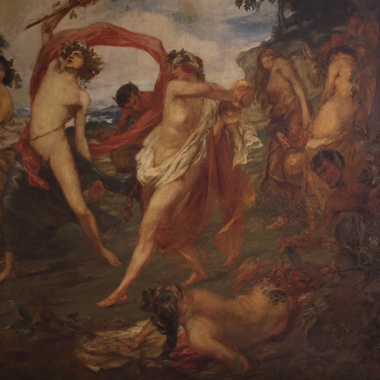 Mythological painting signed Vera Willoughby and dated 1911, Bacchanal 6