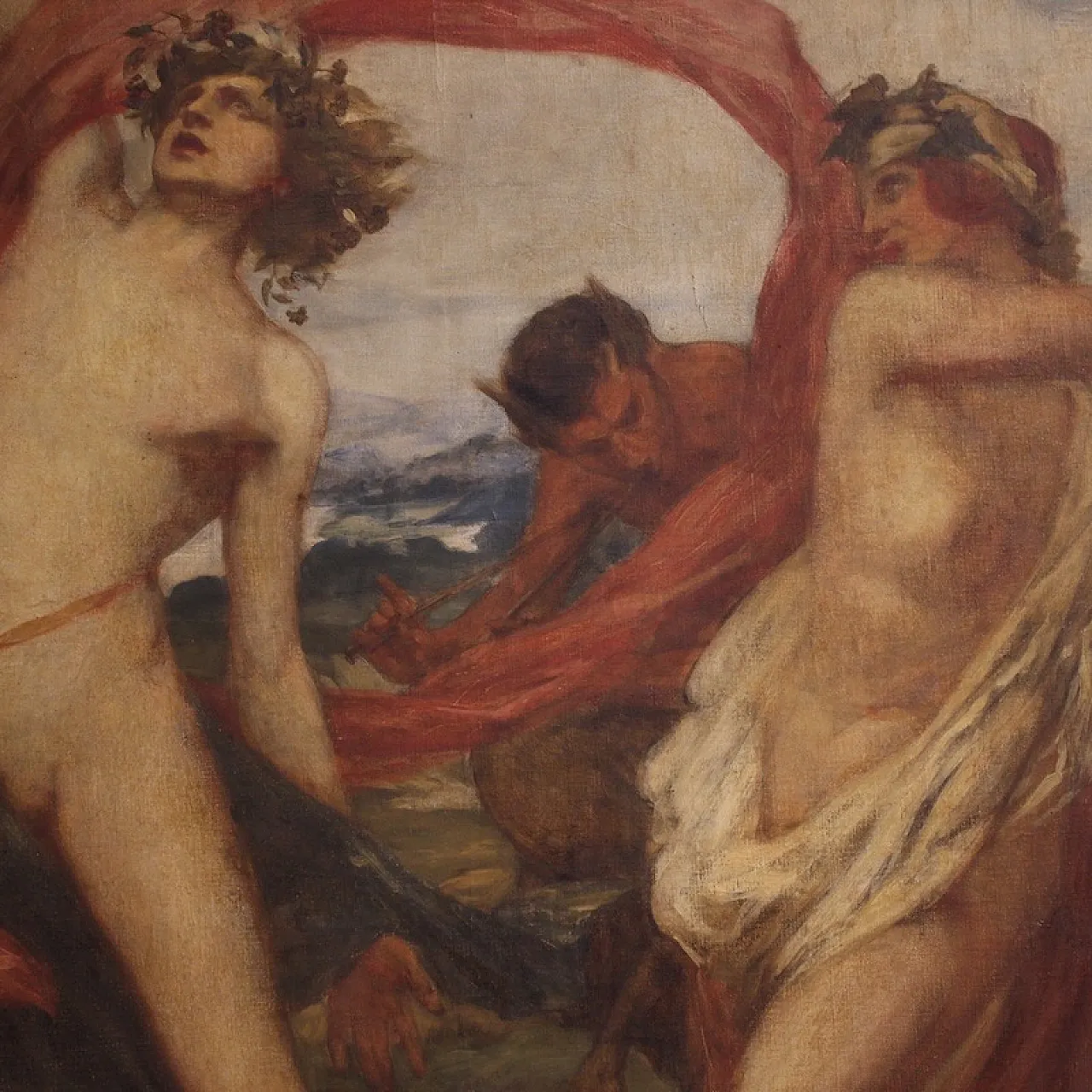 Mythological painting signed Vera Willoughby and dated 1911, Bacchanal 11