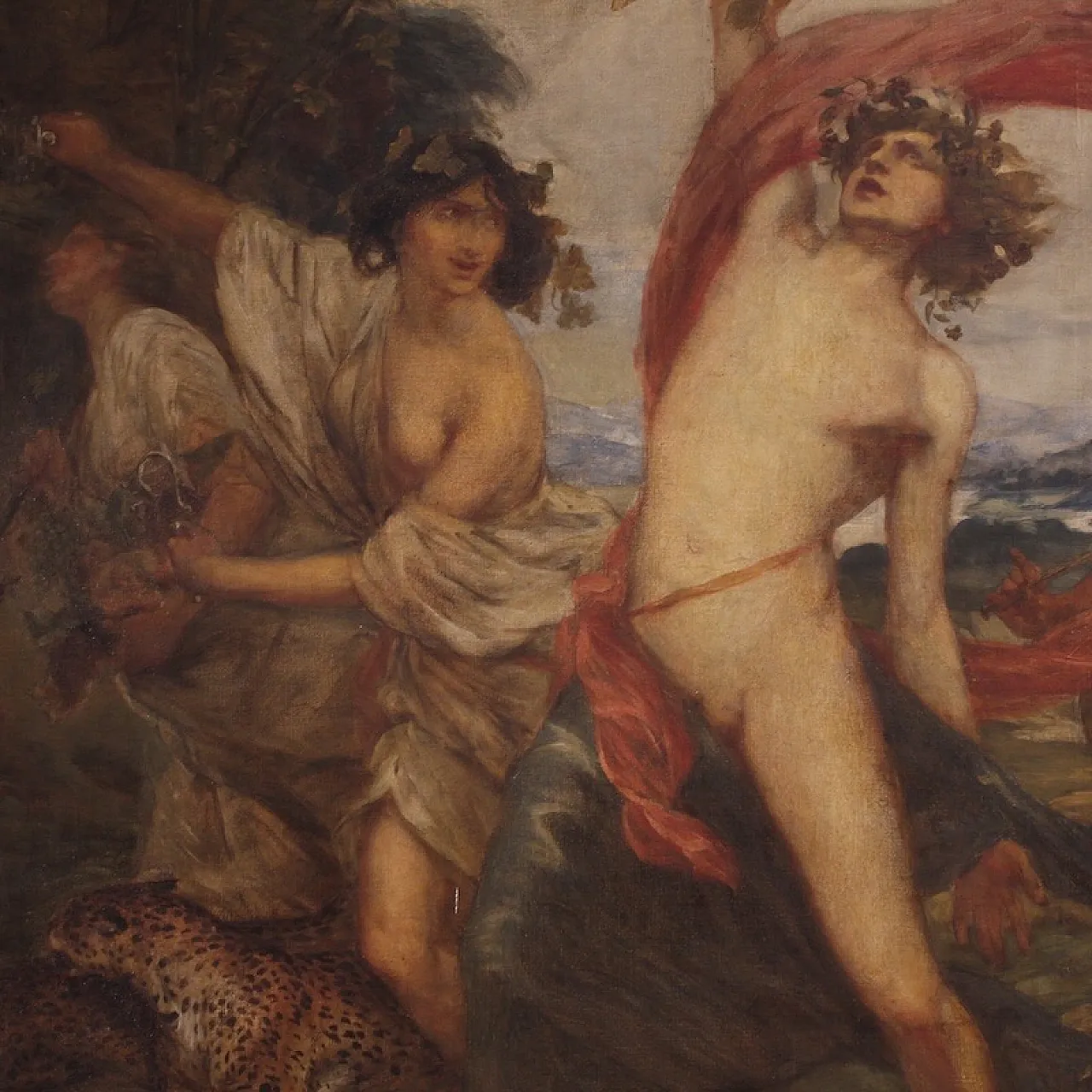 Mythological painting signed Vera Willoughby and dated 1911, Bacchanal 12