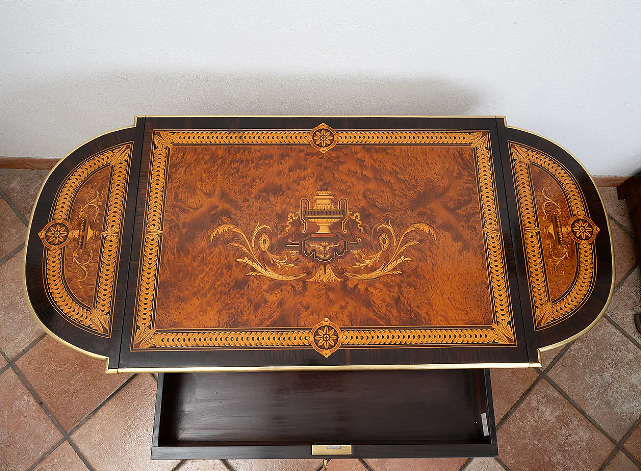 Napoleon III flap table in polychrome wood, 19th century 4