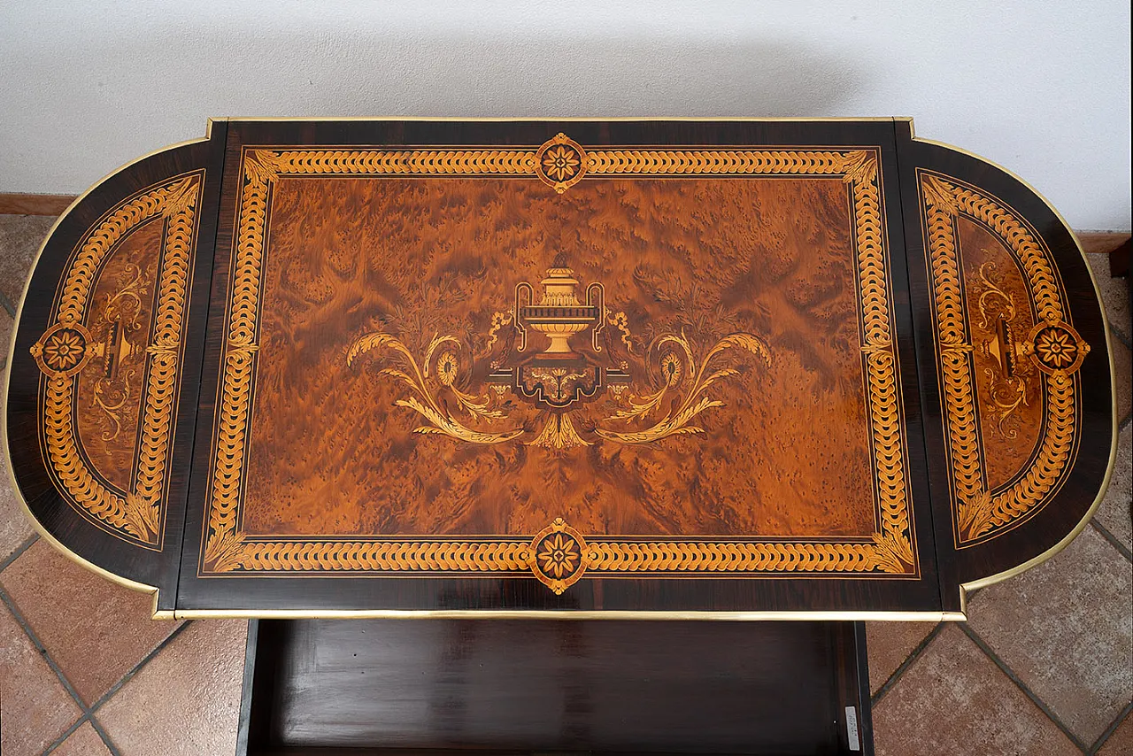 Napoleon III flap table in polychrome wood, 19th century 5