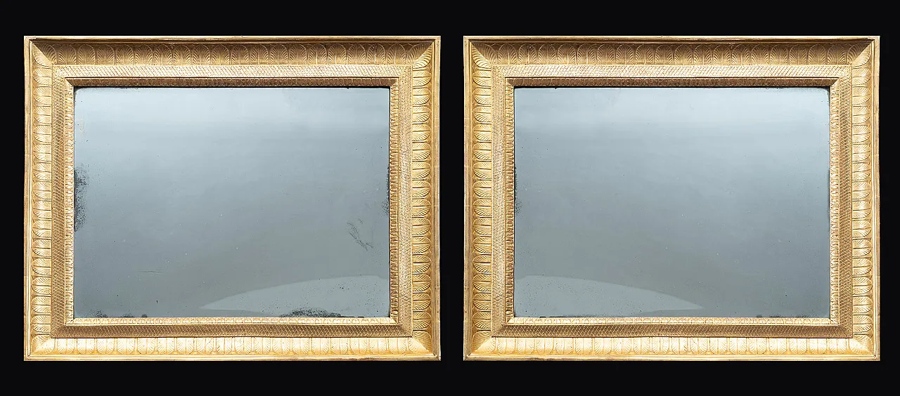 Coppia di specchiere Impero Napoletane in legno intagliato, '800 1