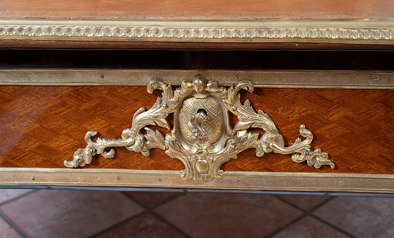 French Napoleon III Desk in exotic wood and gilded metal, 19th c. 6