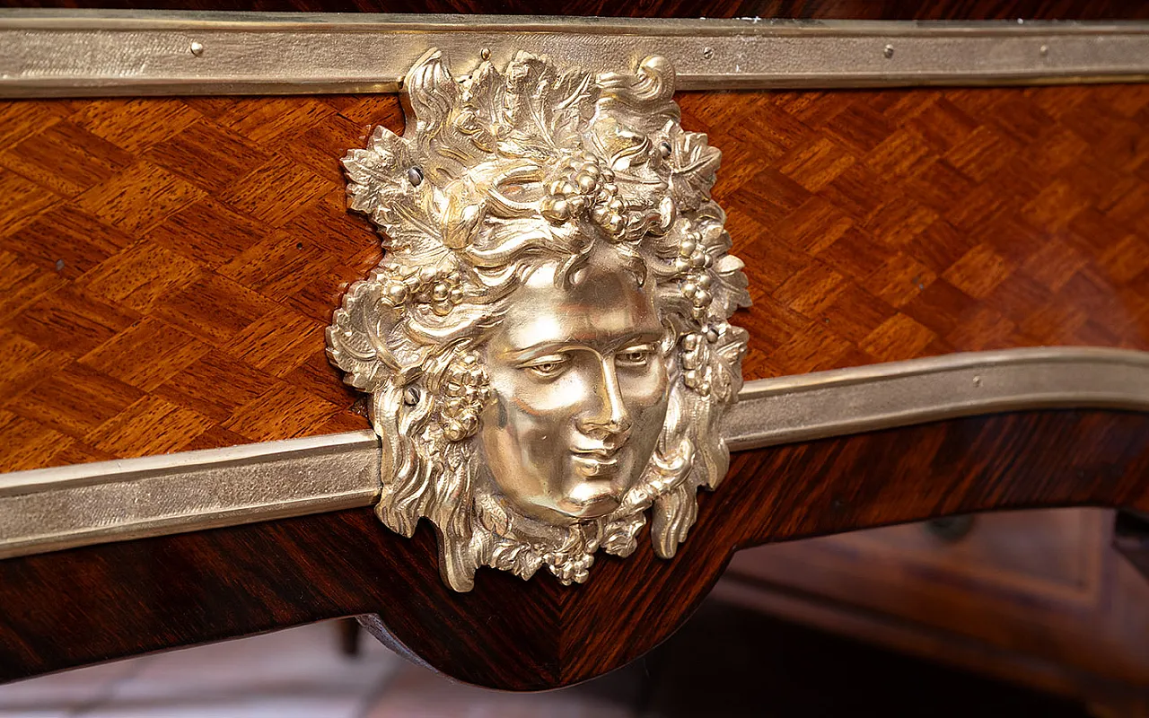 French Napoleon III Desk in exotic wood and gilded metal, 19th c. 8