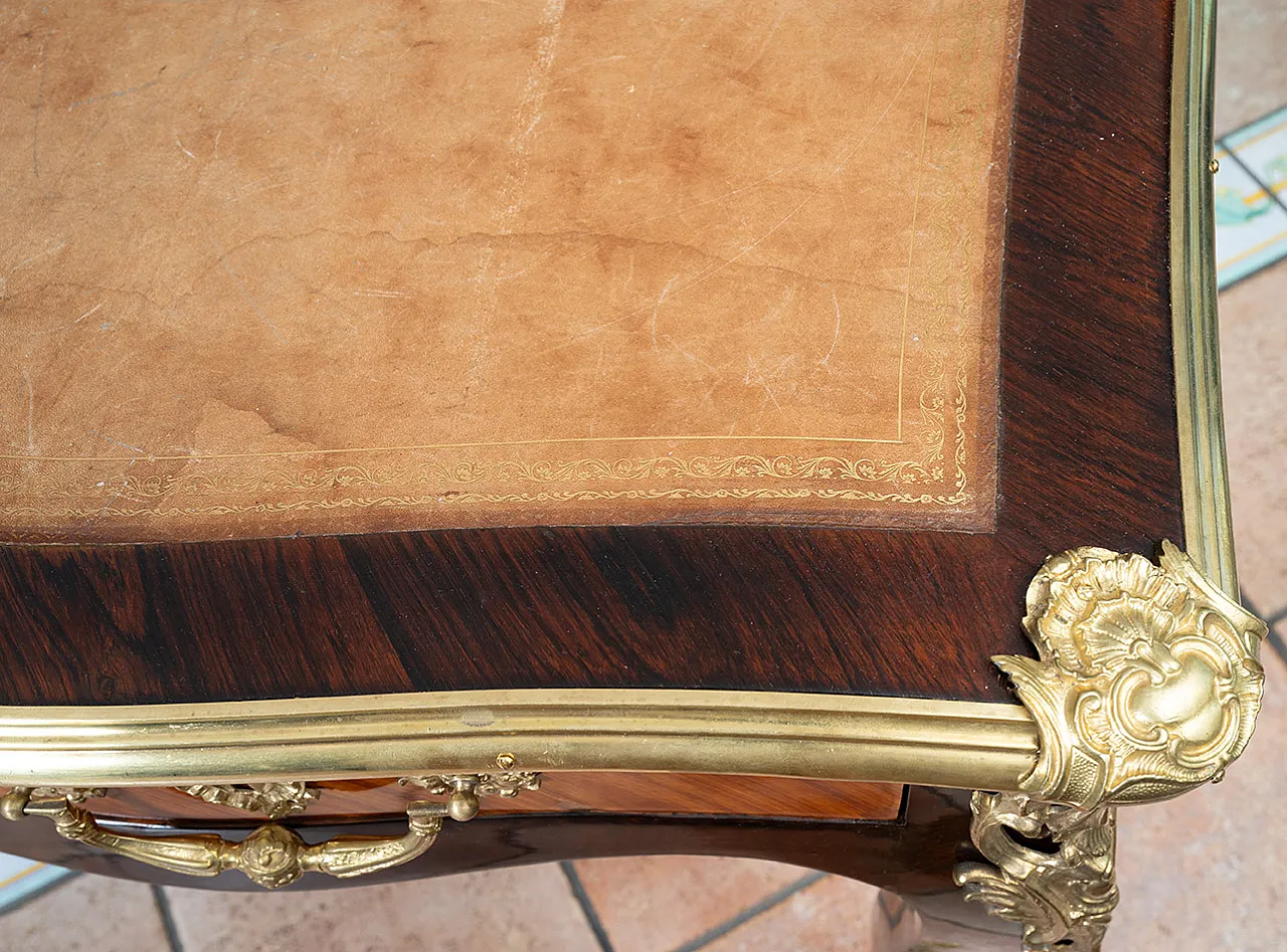 Scrivania Napoleone III Francese in legno esotico e metallo, '800 3