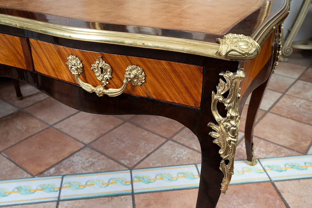 Scrivania Napoleone III Francese in legno esotico e metallo, '800 4