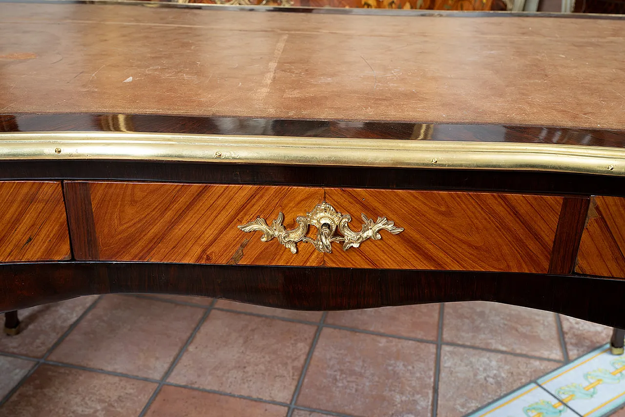 Scrivania Napoleone III Francese in legno esotico e metallo, '800 5
