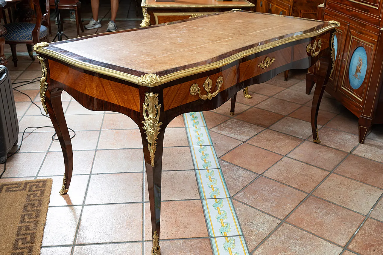 Scrivania Napoleone III Francese in legno esotico e metallo, '800 6