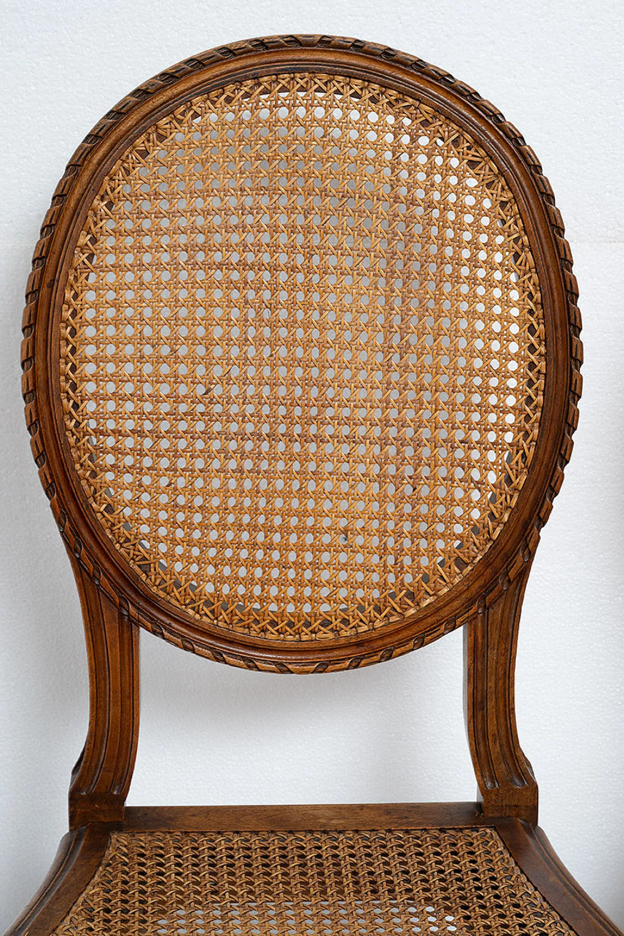 6 sedie a medaglione Napoleone III in paglia di Vienna, '800 3