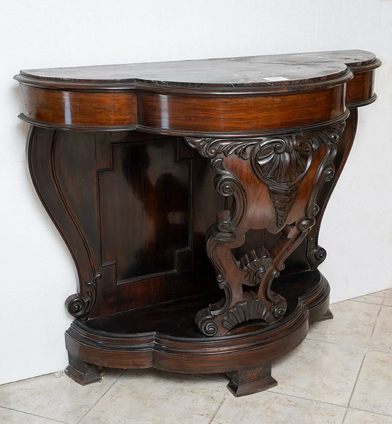 Louis Philippe Neapolitan console in fine exotic wood, 19th c. 4