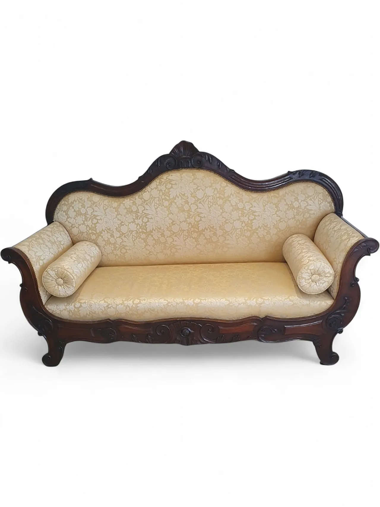 Carved sofa with floral upholstery 6
