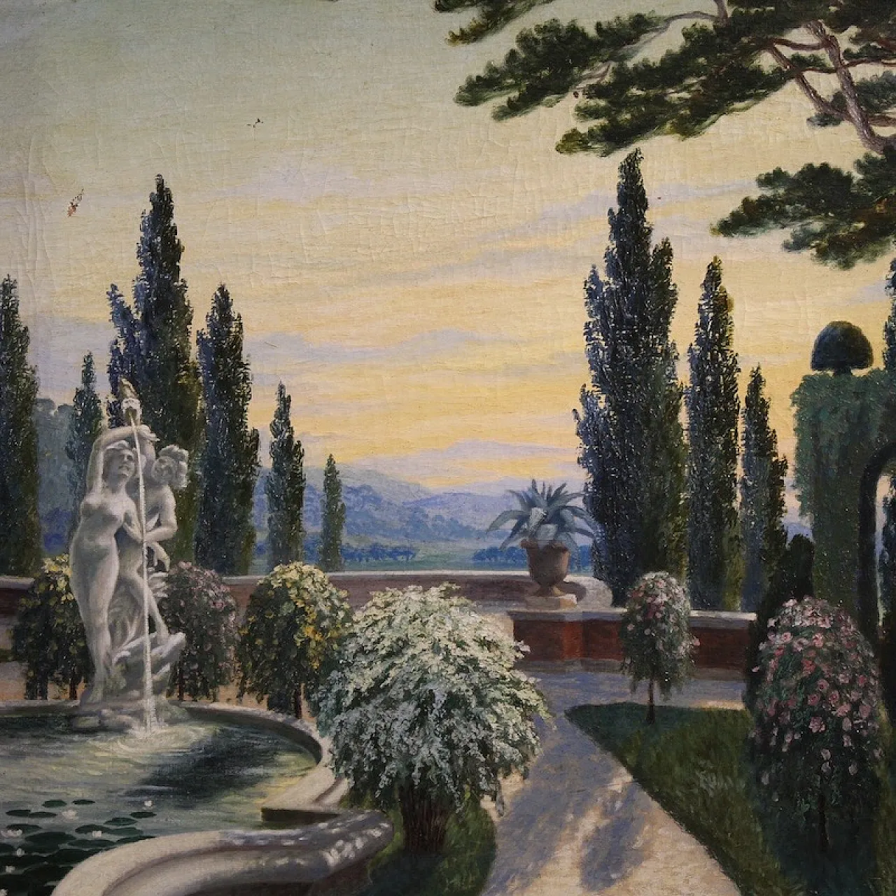Landscape with garden, oil on canvas, first half 20th century 2