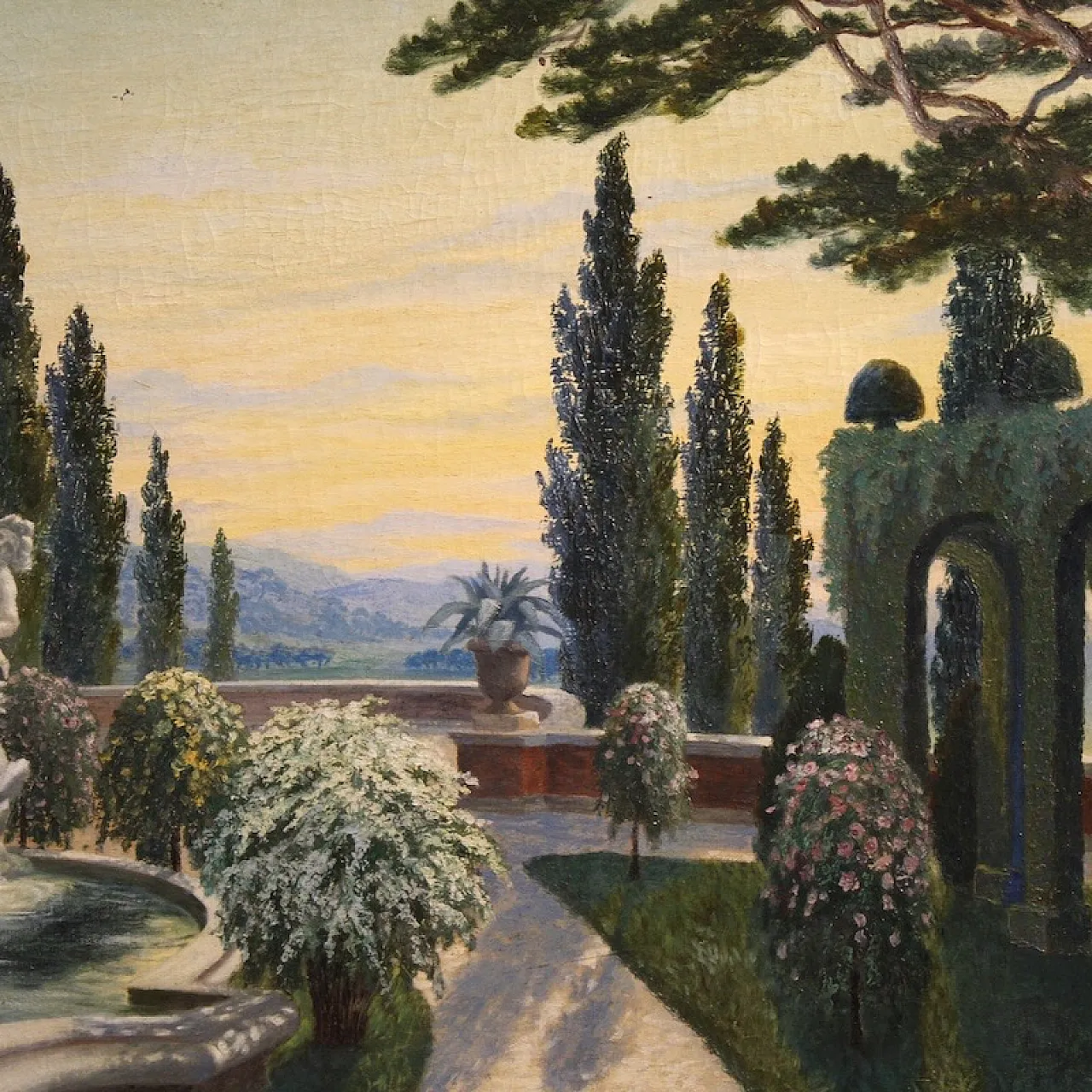 Landscape with garden, oil on canvas, first half 20th century 3
