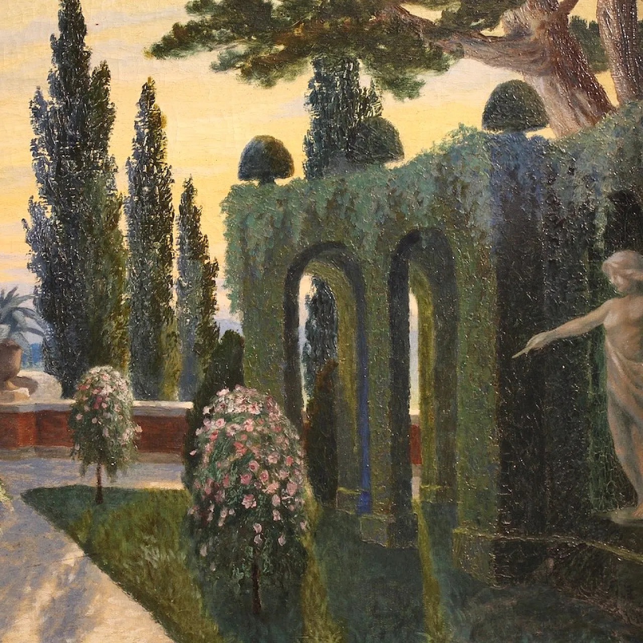 Landscape with garden, oil on canvas, first half 20th century 5