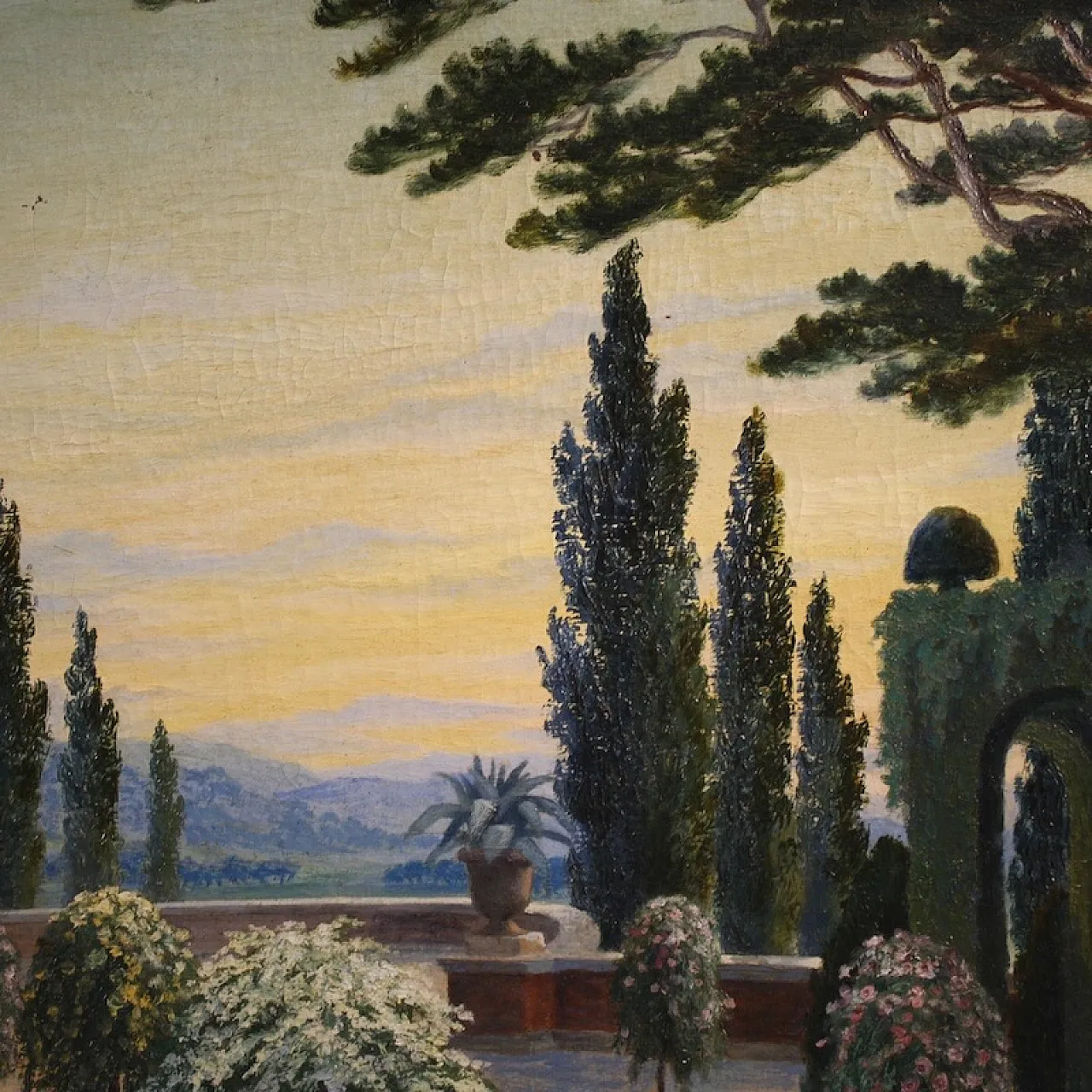 Landscape with garden, oil on canvas, first half 20th century 6