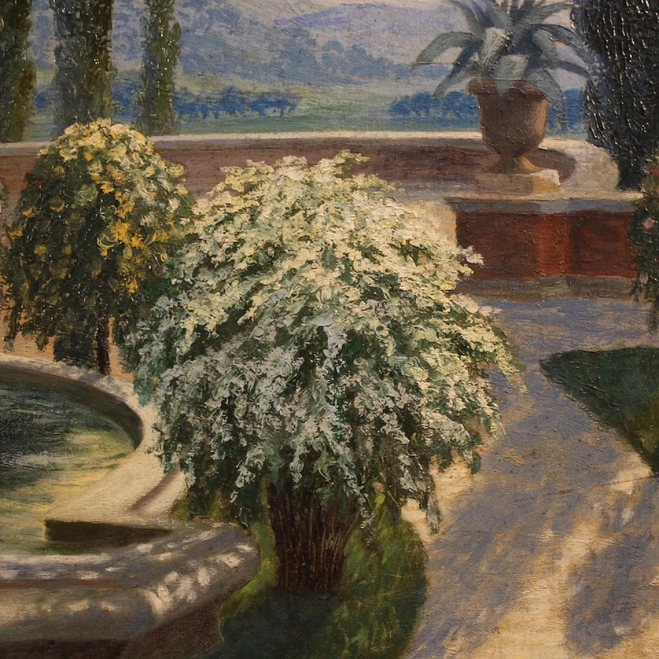 Landscape with garden, oil on canvas, first half 20th century 10