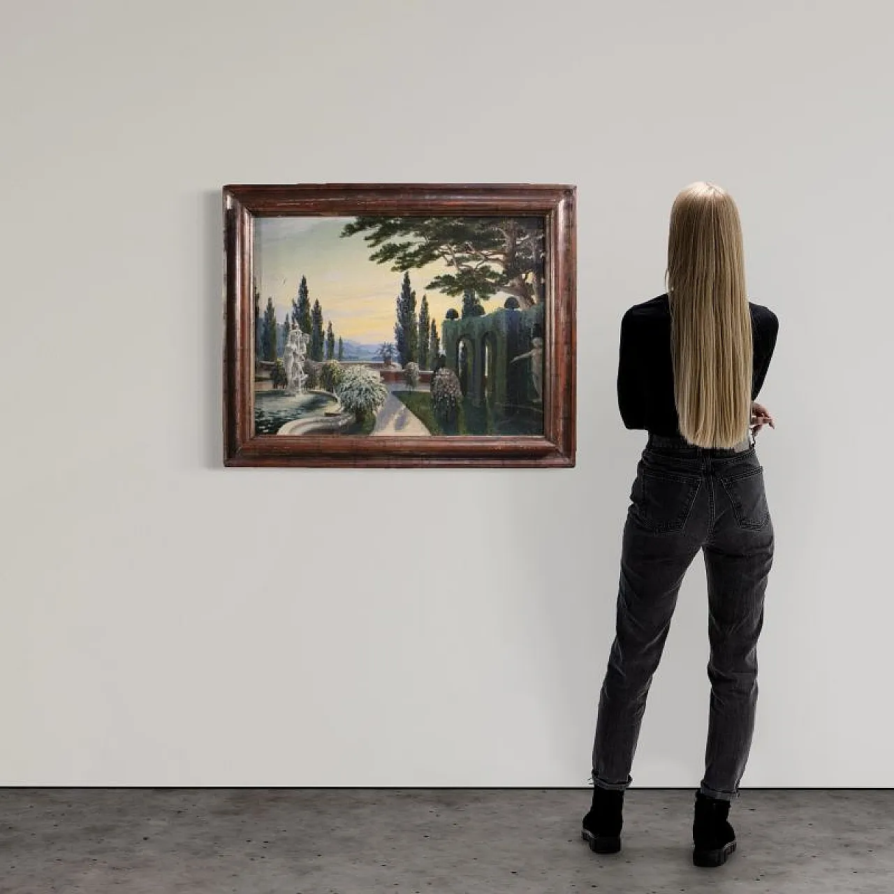 Landscape with garden, oil on canvas, first half 20th century 12