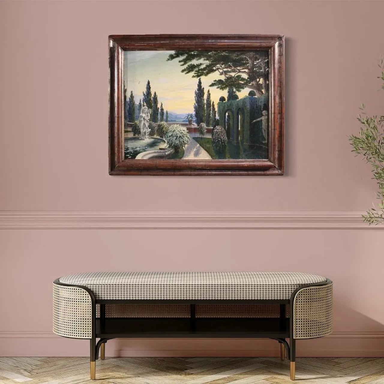 Landscape with garden, oil on canvas, first half 20th century 15