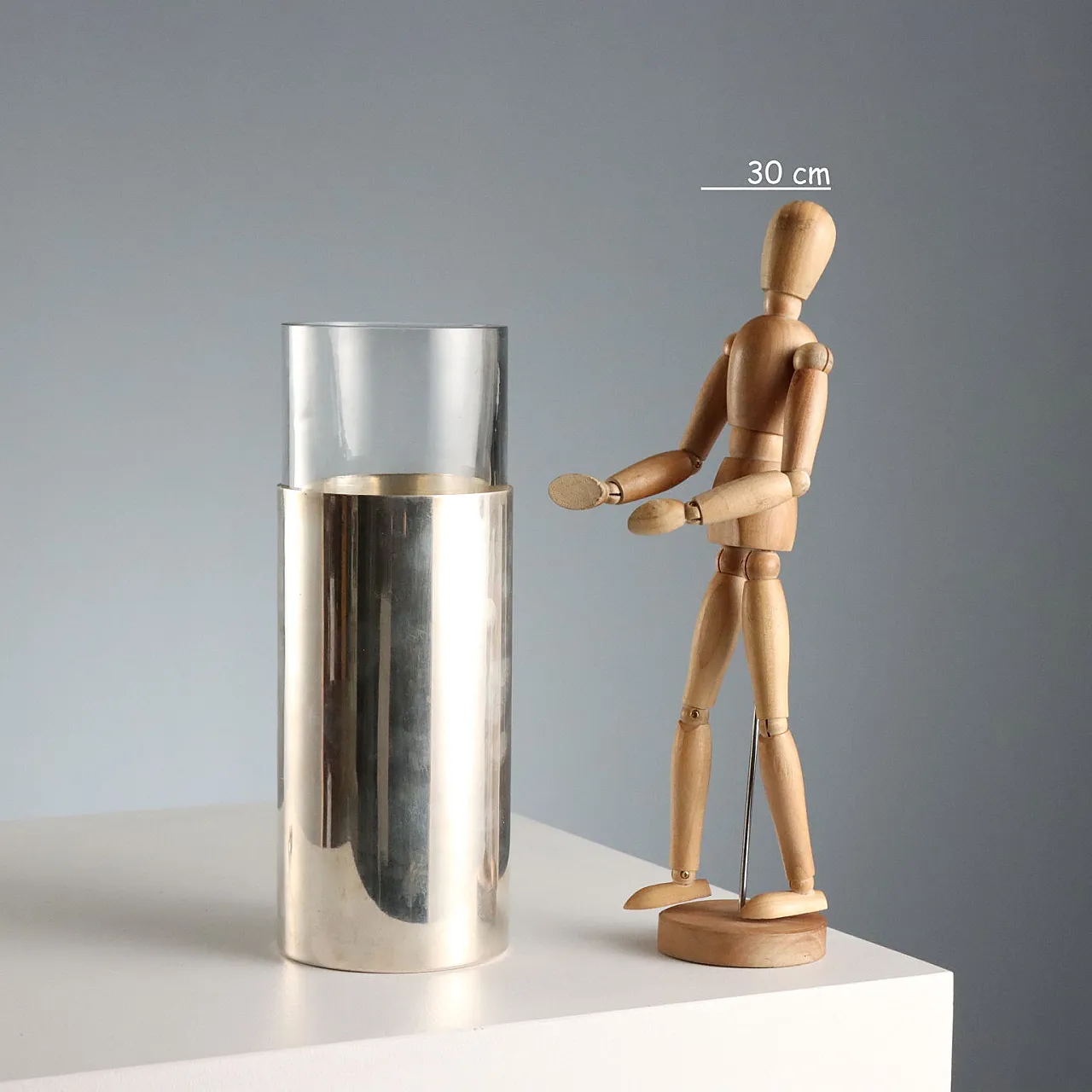 Vaso in cristallo e argento, '900 2