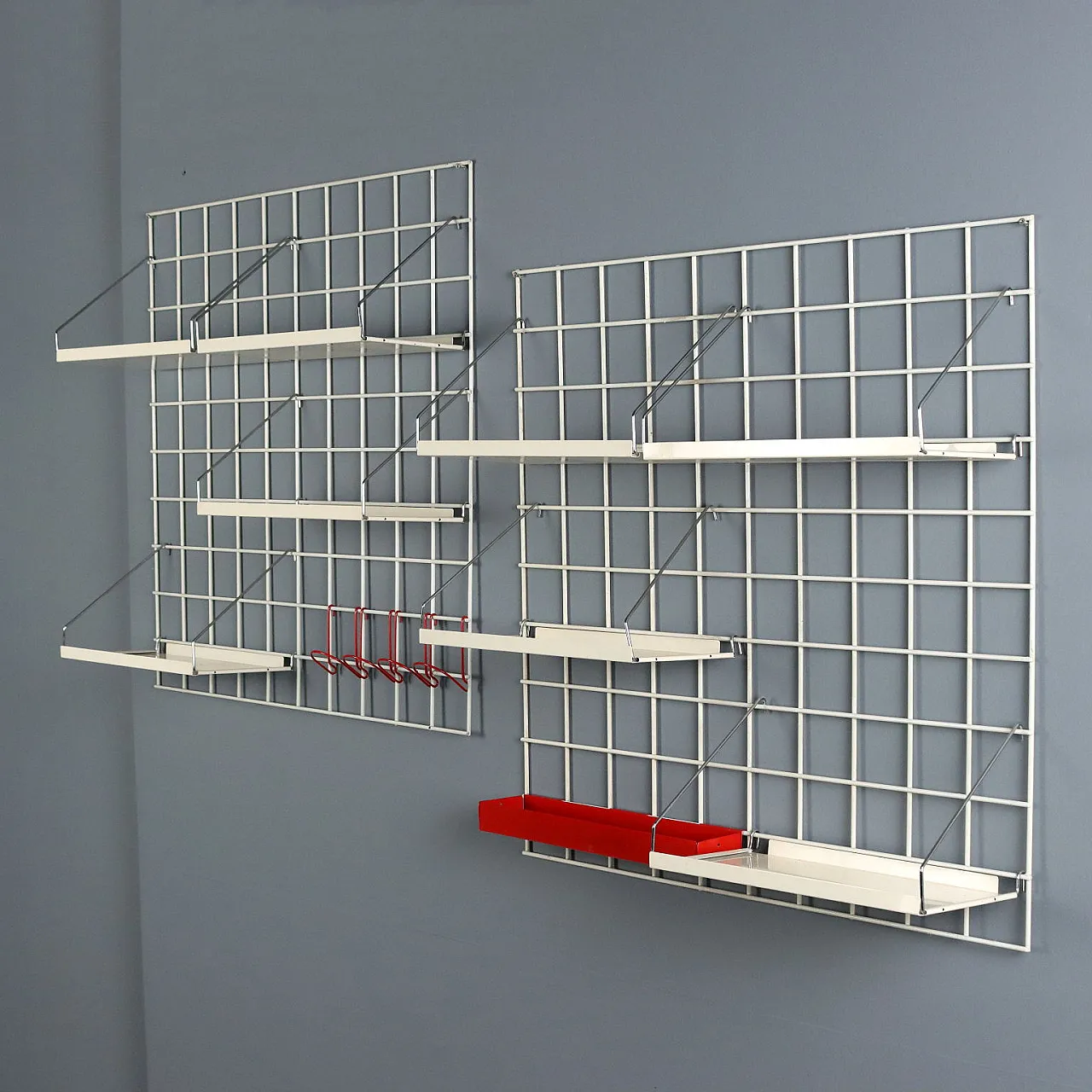 Modular wall system with adjustable shelves, 20th century 1
