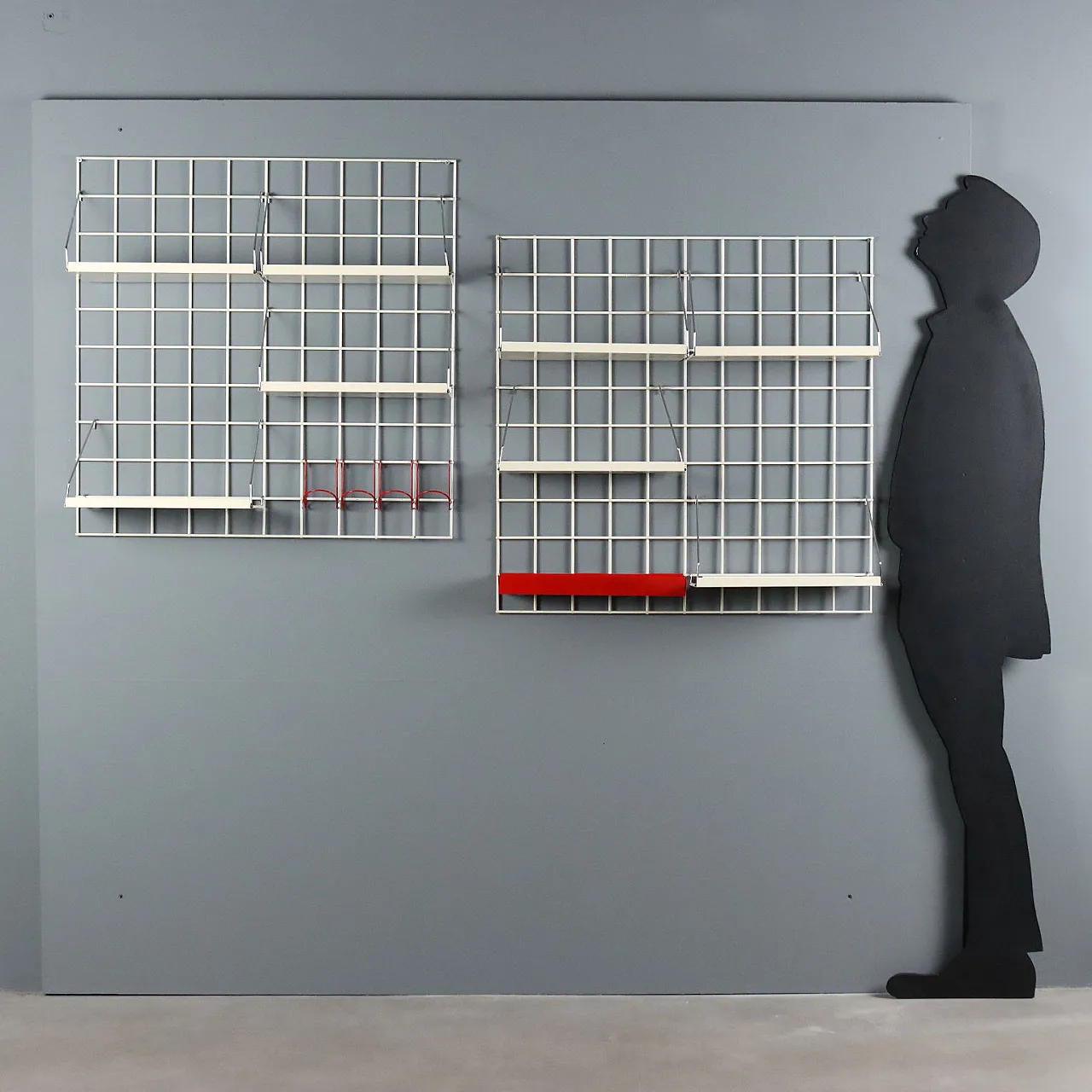 Modular wall system with adjustable shelves, 20th century 3