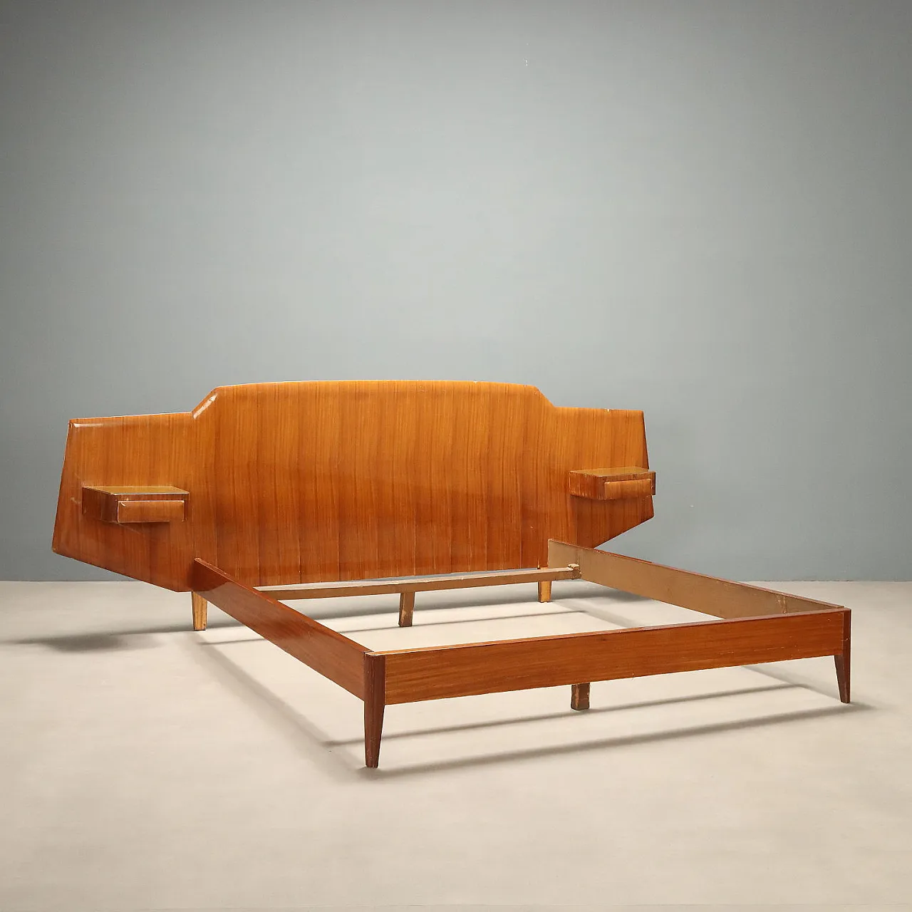 Double bed with integrated bedside tables, 1950s 1