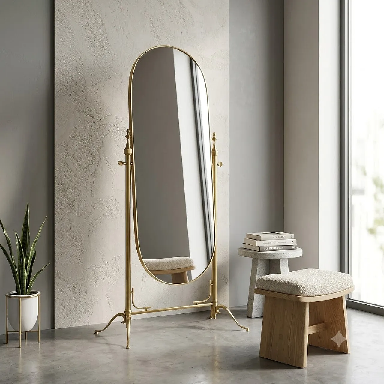 Psiche in ottone con specchio basculante, '900 2