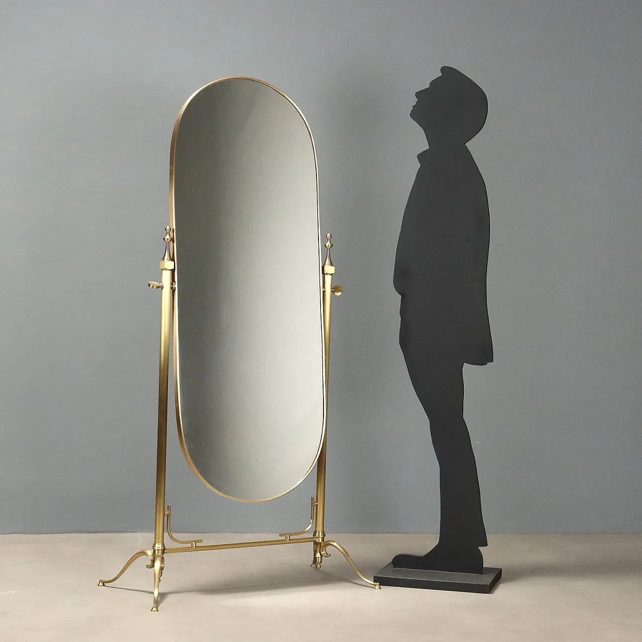Psiche in ottone con specchio basculante, '900 3