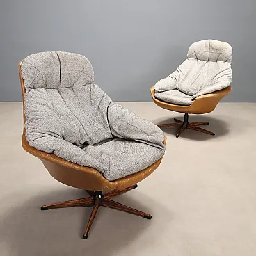 Armchairs in leather and fabric, 1970s