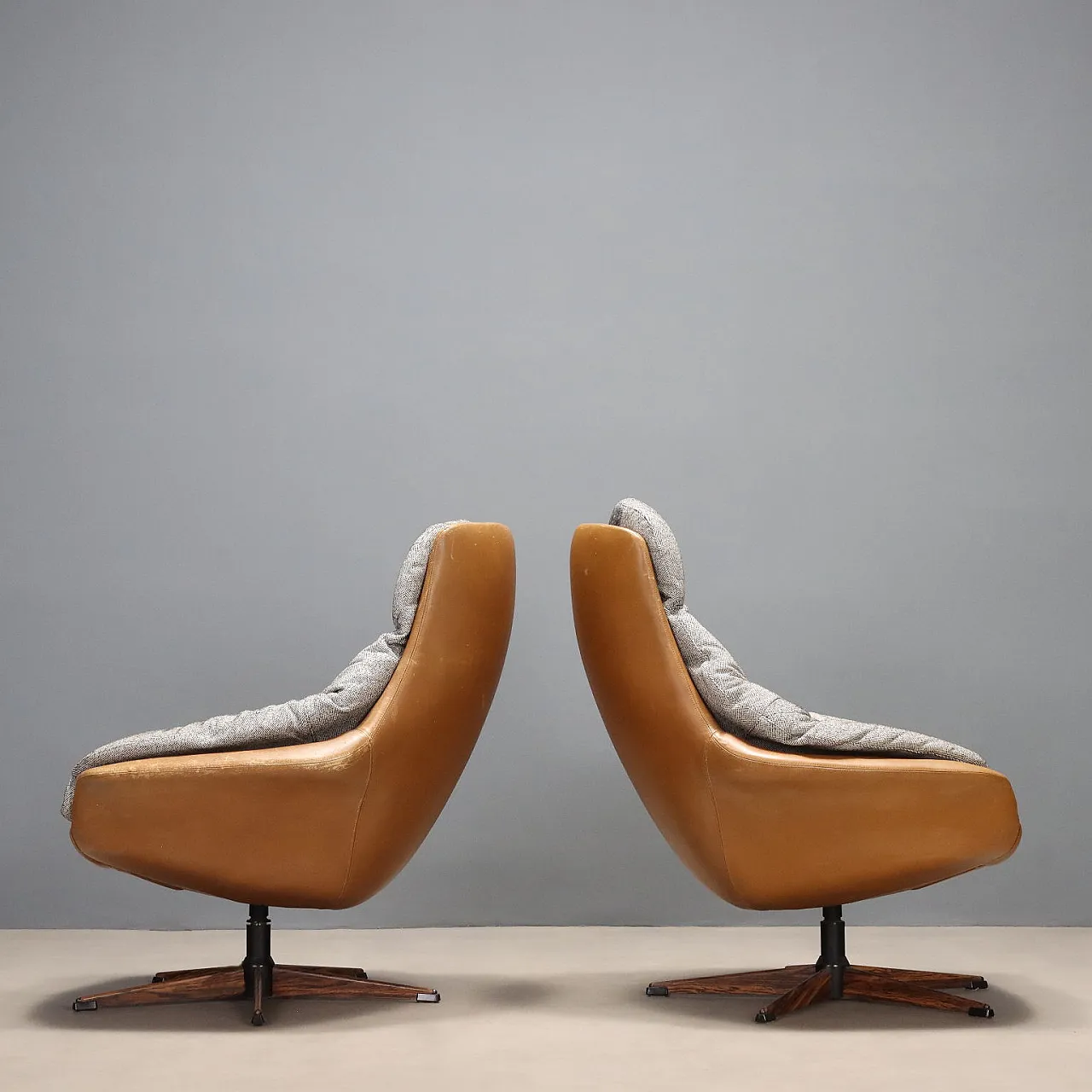Armchairs in leather and fabric, 1970s 4