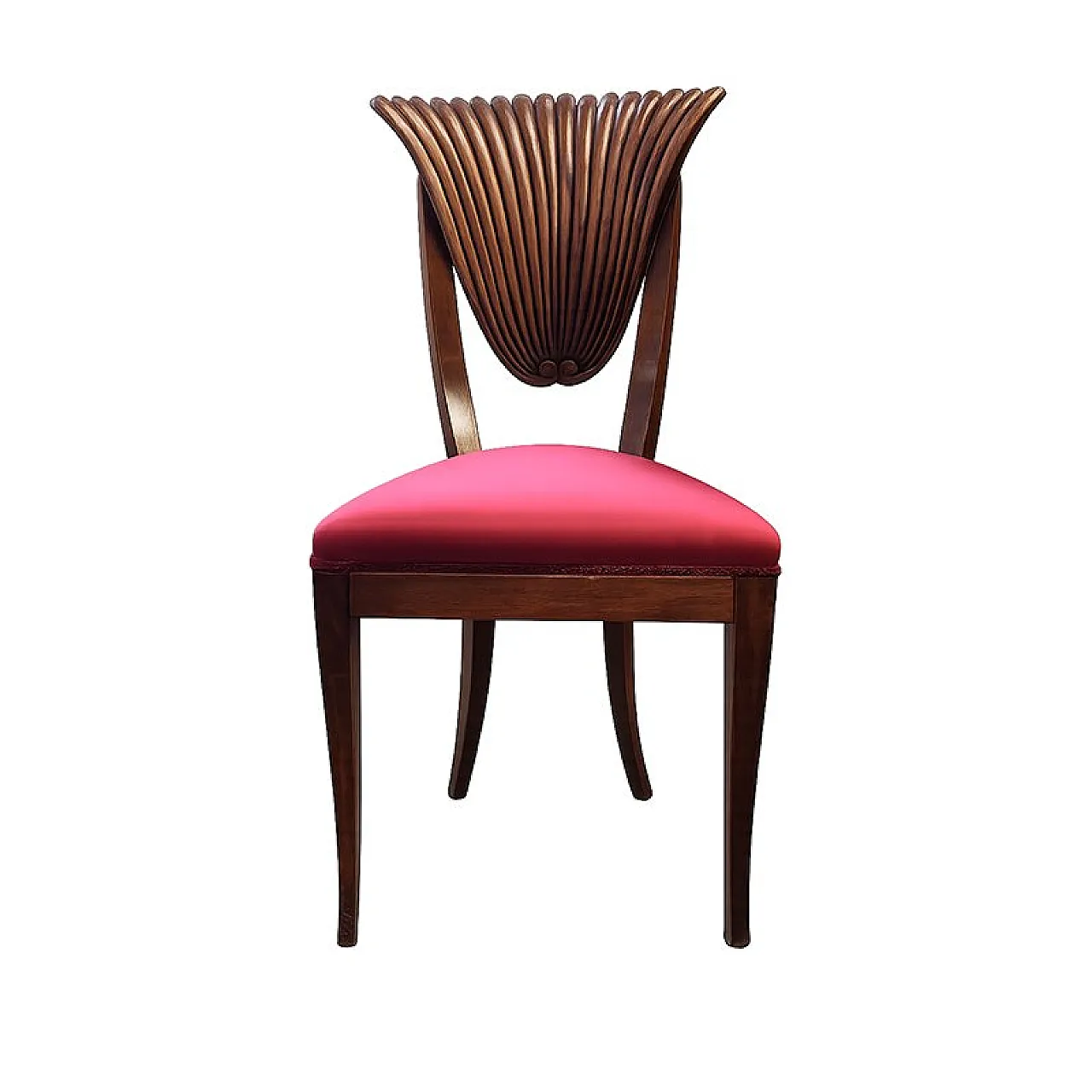 3 Mahogany chairs with fan-shaped carved backrest, 19th century 1