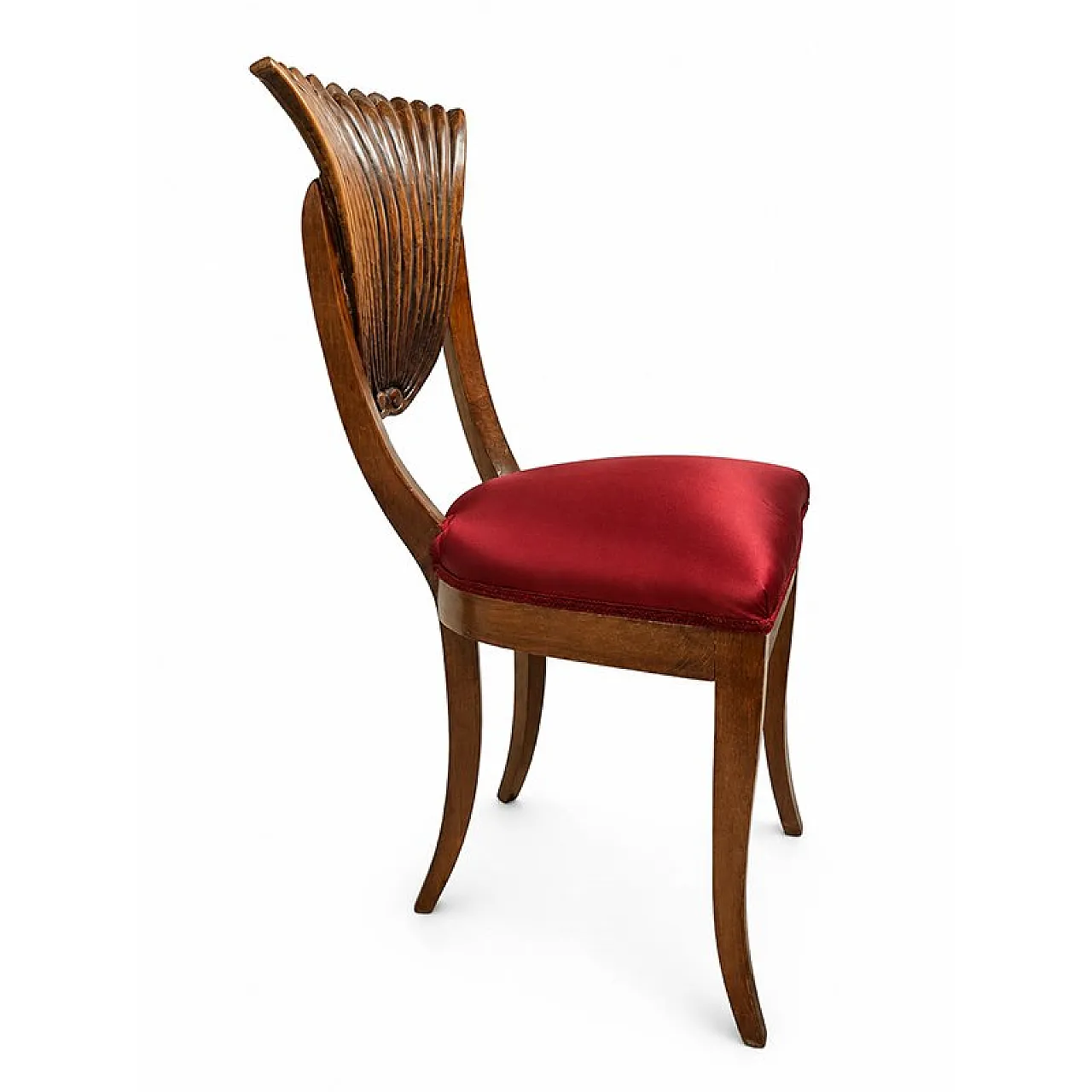 3 Mahogany chairs with fan-shaped carved backrest, 19th century 5