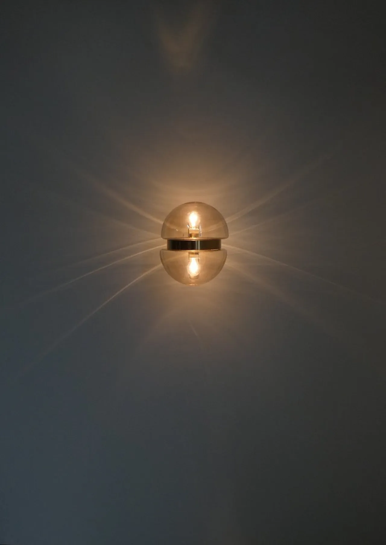 German Amber Glass and Brass Wall Lamp from Peill & Putzler, 1960s 8
