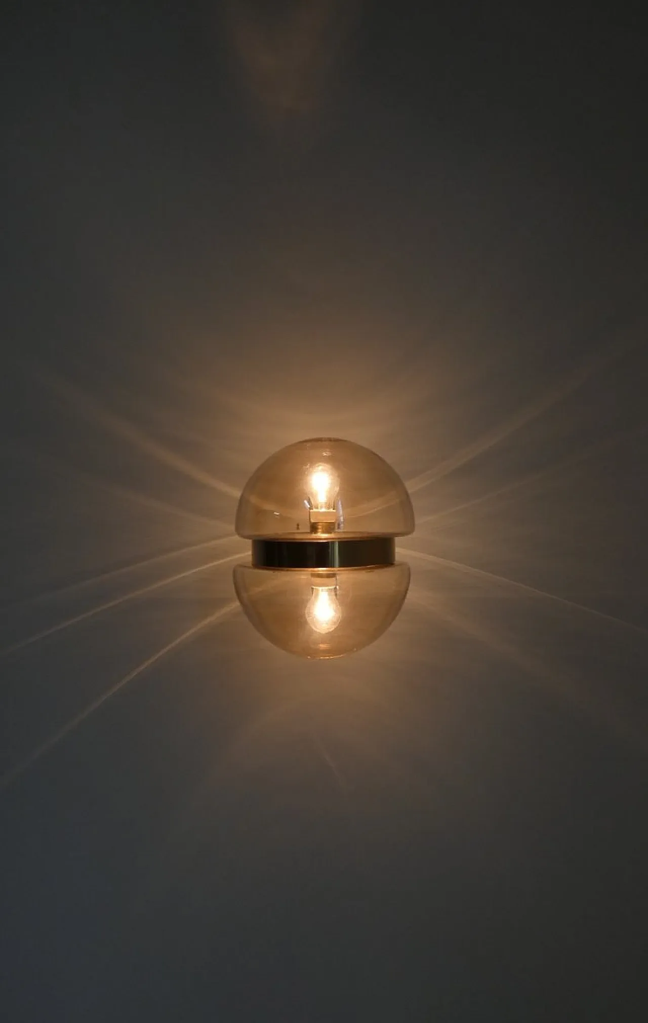 German Amber Glass and Brass Wall Lamp from Peill & Putzler, 1960s 9