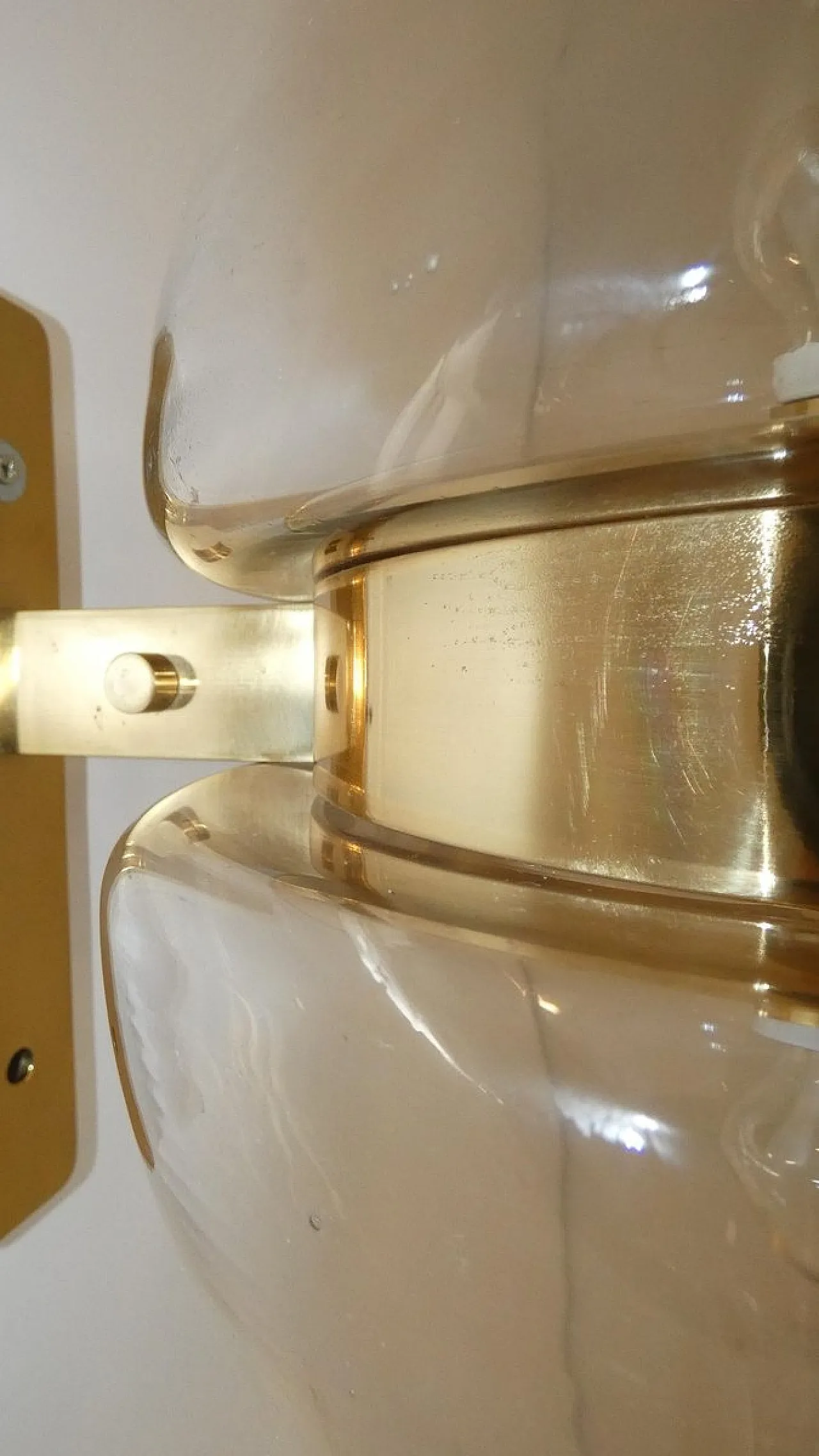 German Amber Glass and Brass Wall Lamp from Peill & Putzler, 1960s 13