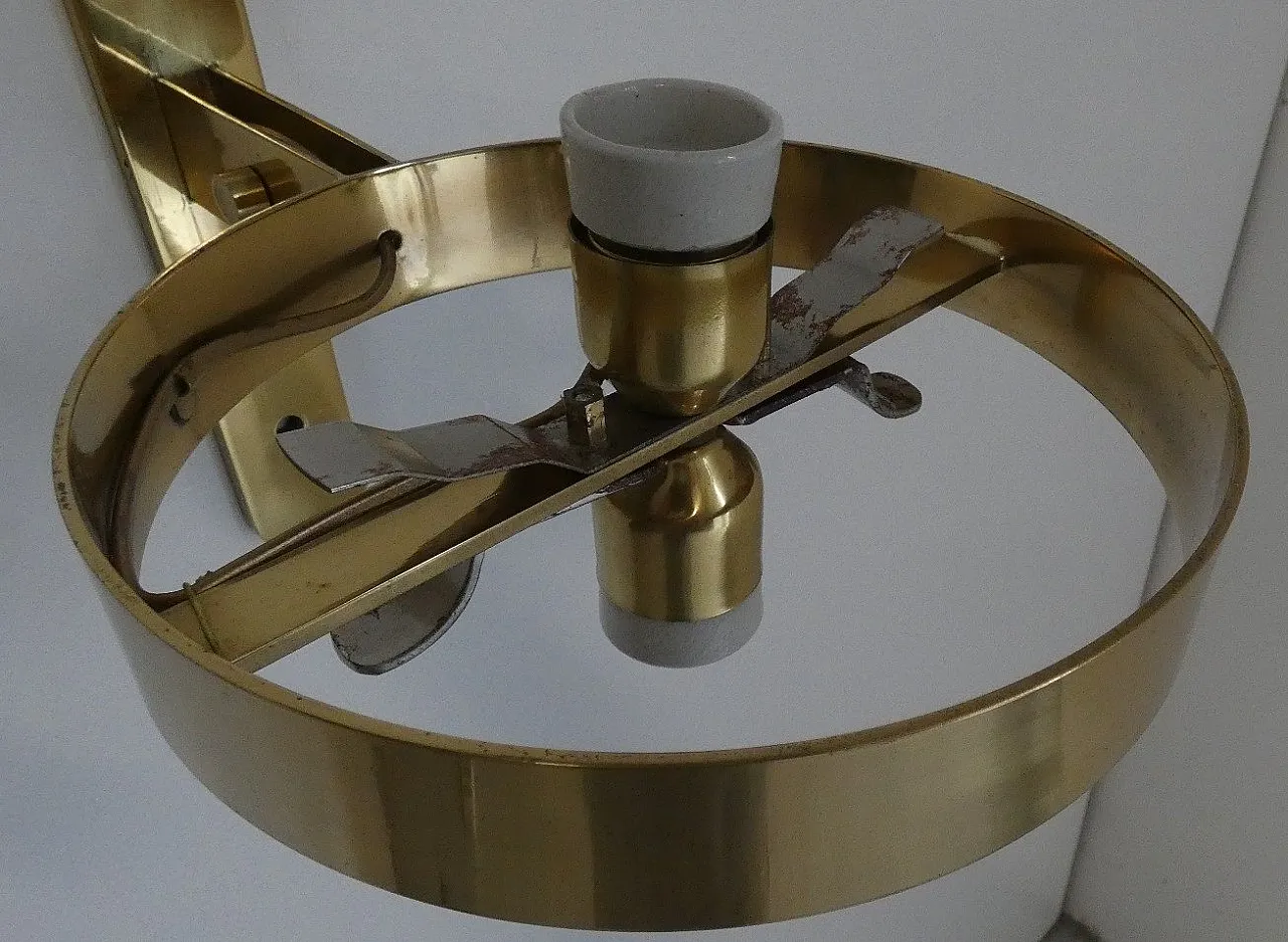 German Amber Glass and Brass Wall Lamp from Peill & Putzler, 1960s 15
