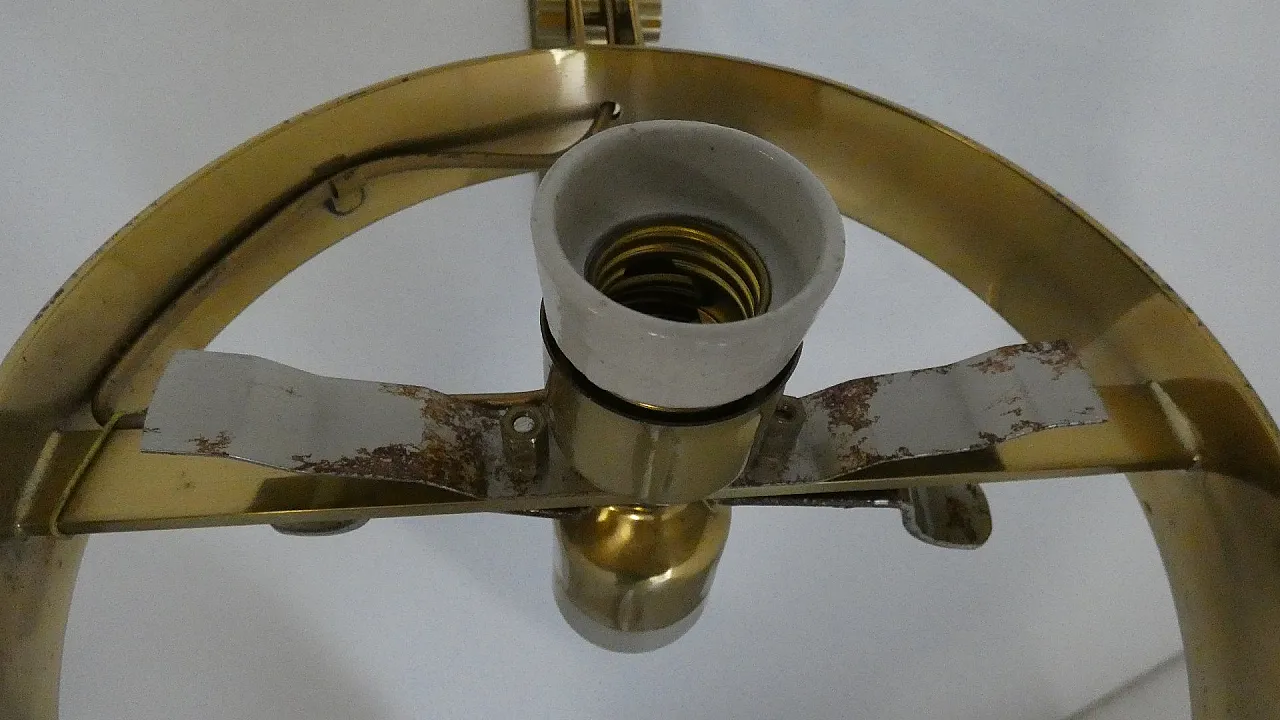 German Amber Glass and Brass Wall Lamp from Peill & Putzler, 1960s 17