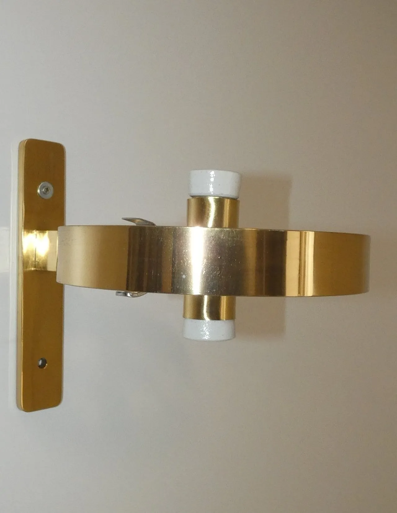 German Amber Glass and Brass Wall Lamp from Peill & Putzler, 1960s 18