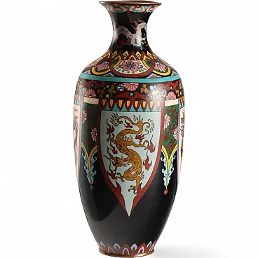 Vaso in metallo e smalto Cloisonné, '900