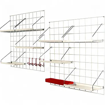 Modular wall system with adjustable shelves, 20th century