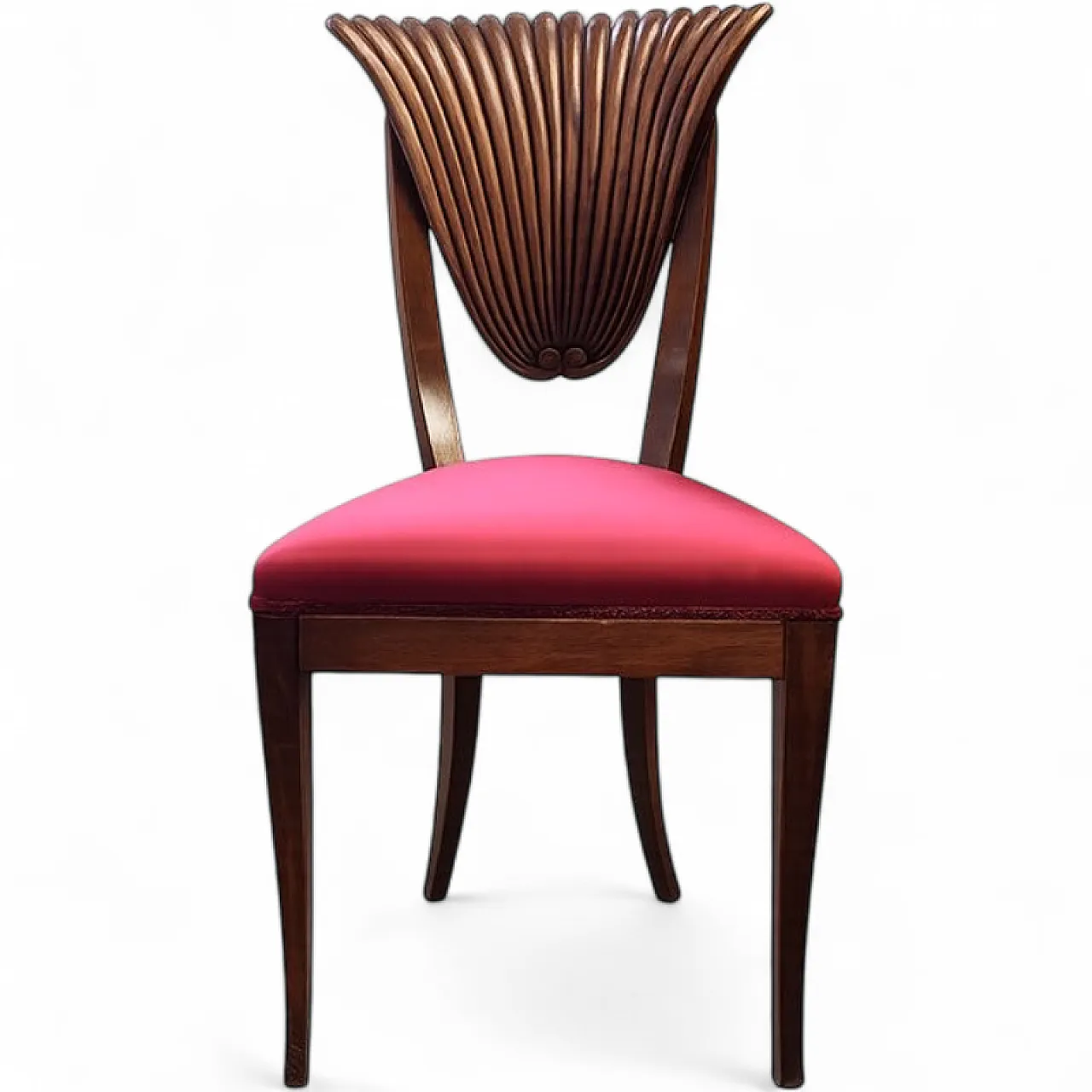 3 Mahogany chairs with fan-shaped carved backrest, 19th century 6
