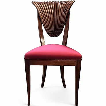3 Mahogany chairs with fan-shaped carved backrest, 19th century