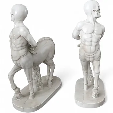 Pair of centaur sculptures in marble, 1980s