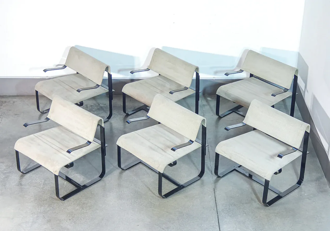 Giovanni Offredi's 6 Armchairs for Saporiti, 1970s 1