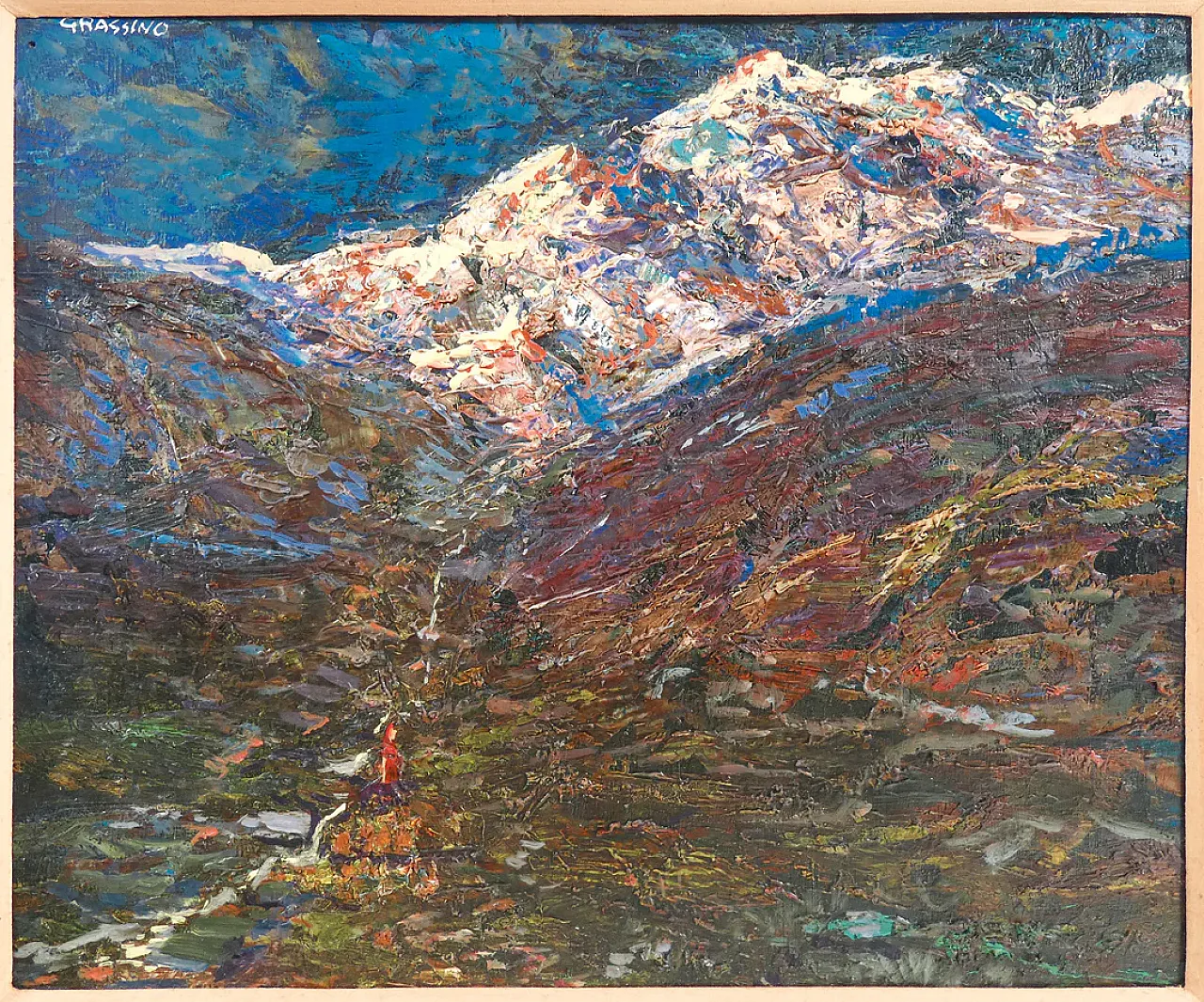 Grassino Mountain Landscape, oil on panel, 20th century 2