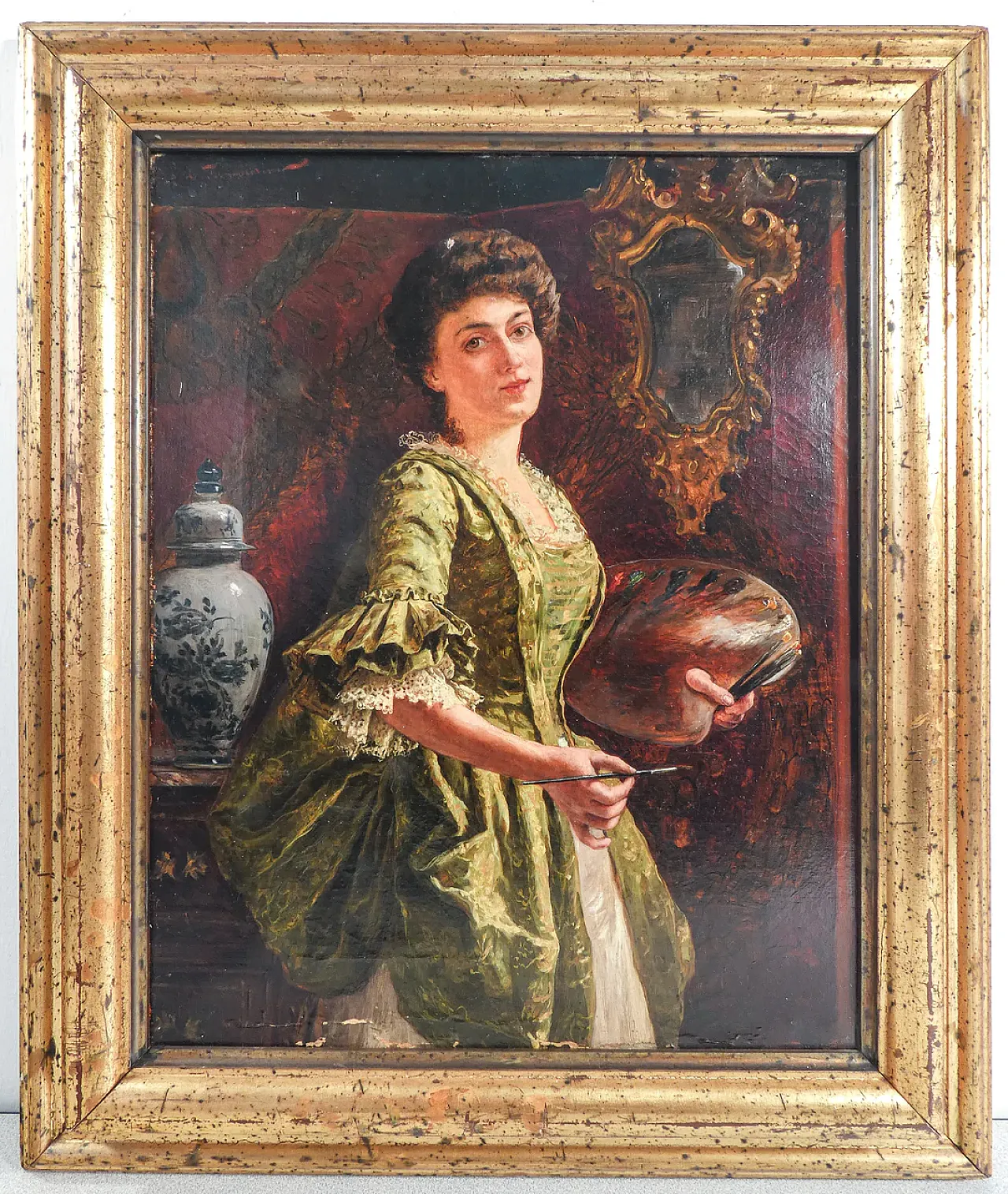 La pittrice di Arnaldo Tamburini, olio su tela, '800 1